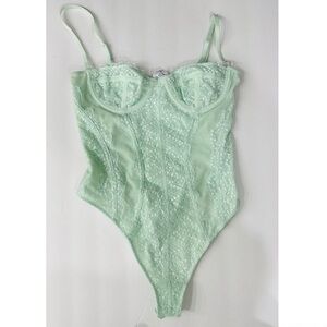 UO OUT FROM UNDER Lace Corset Mint Bodysuit Size S